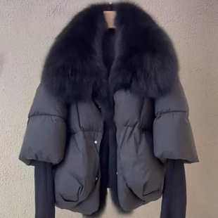 Warm Large Collar Real Fox Fur 2024 Placket Women