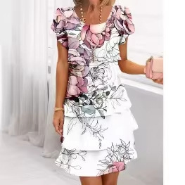 Station Short-sleeved Round Neck Printed Positioning Sequins