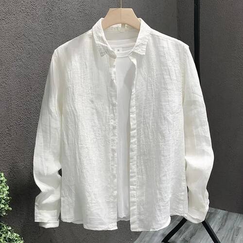 Men's Linen Solid lor Lapel Fashionable All-match Loose Casu