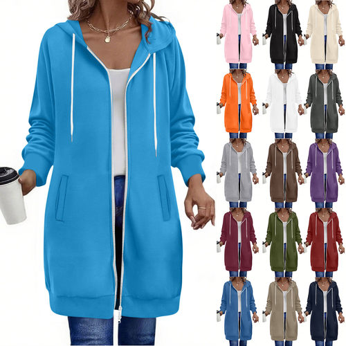 Women's 2026 Long Casual All-match Drawstring Hooded Jacket