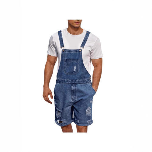 Men's Large Size Rhole Casual Men's Denim Strap Shorts
