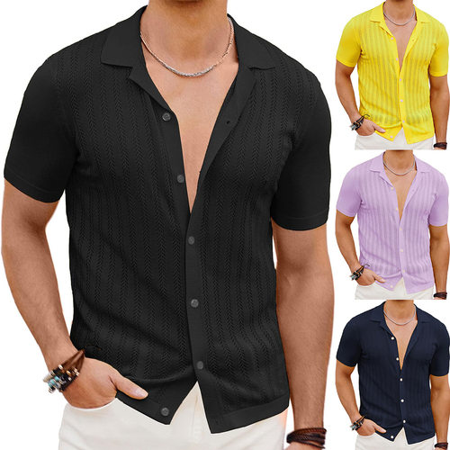 Men's Short Sleeve Fashion Knitted Hollow Breathable ol Men'