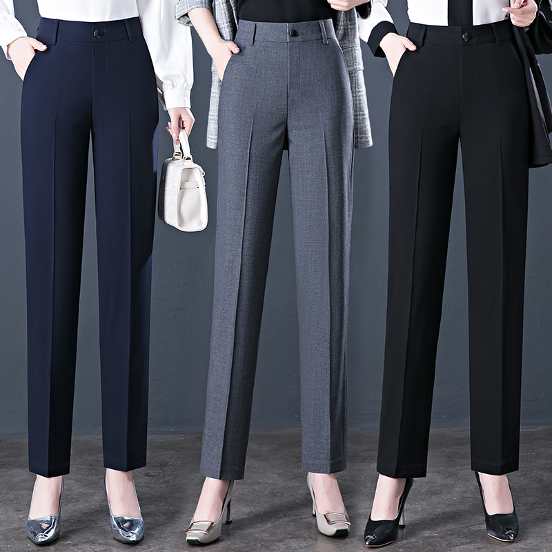 羊毛西裤2025春秋季中年女裤高腰显瘦休闲裤百搭西装直筒裤子