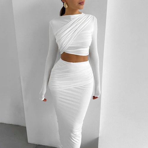 Feng Women's Clothing 2025 Round Neck Navel Exposed Slim Fit