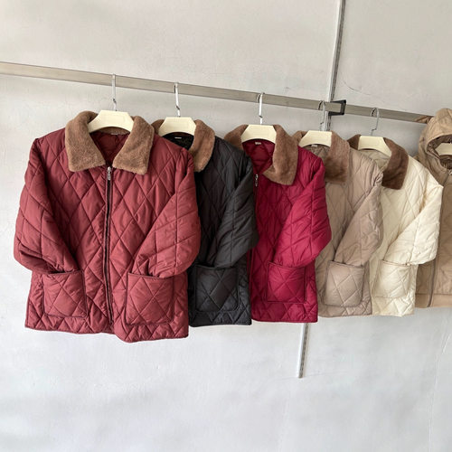 Rabbit Fur Lapel tton-padded Mother's Warm Short Women's Jac