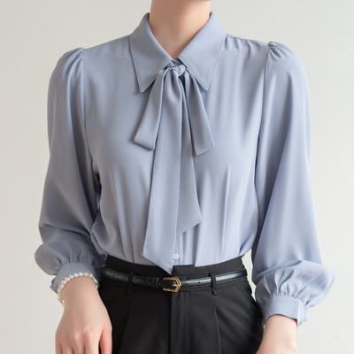 Chiffon Bow Women's 2026 Blue Professional Inner Wear Formal