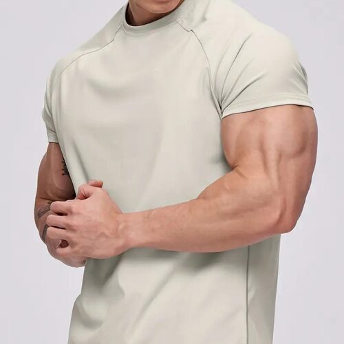 Men's European Size Solid lor Fitness Short-sleeved T-shirt