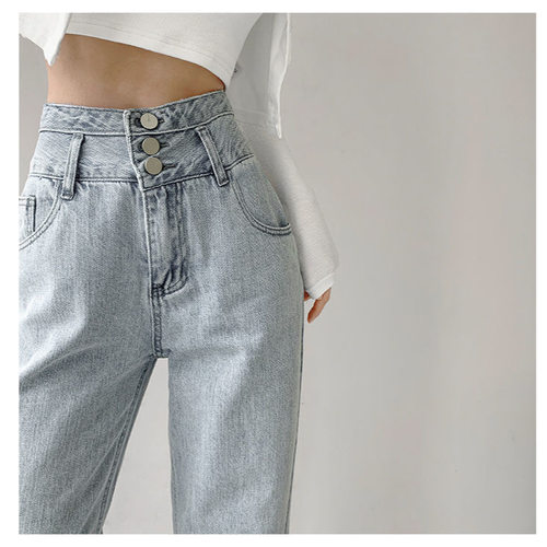 Retro High-waisted Three-breasted Women's Drapey Straight Wi