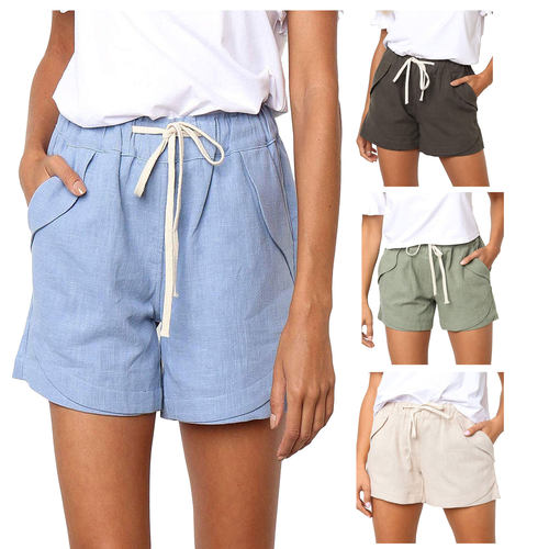 Women's Pants Drawstring Elastic Waist tton Casual Shorts Wo