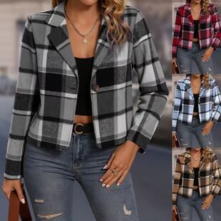 Jacket at Women's Casual Temperament Women's High-end Plaid