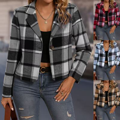 Jacket at Women's Casual Temperament Women's High-end Plaid