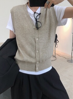 Xinhan Ins Simple And Fashionable V-neck Knitted Vest Cardig