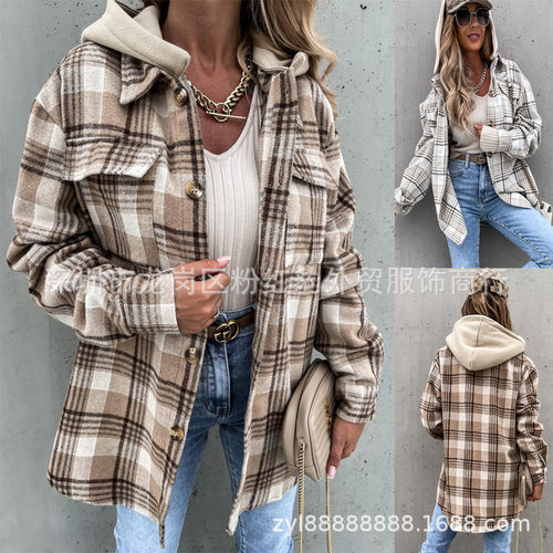 2026  Women's Outerwear Fashionable Hooded (removable) Woole