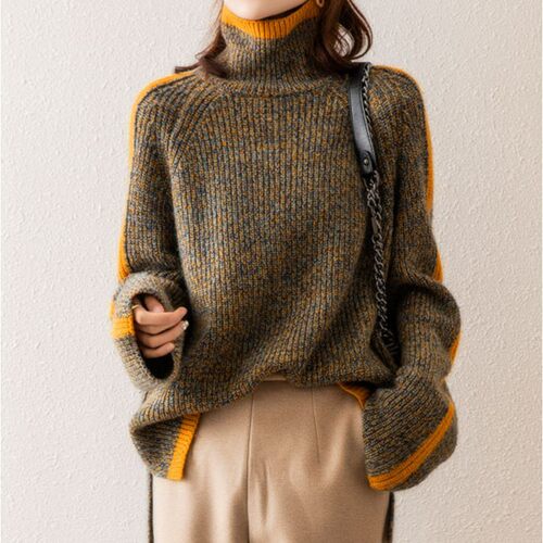 Women's Turtleneck Thickened Retro Japanese-style Loose ntra