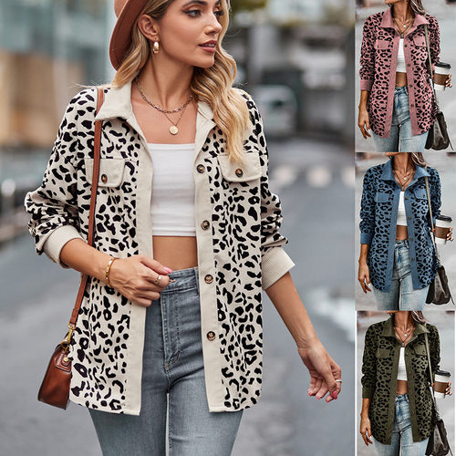 2026 Women Leopard Print Button Jacket at Women
