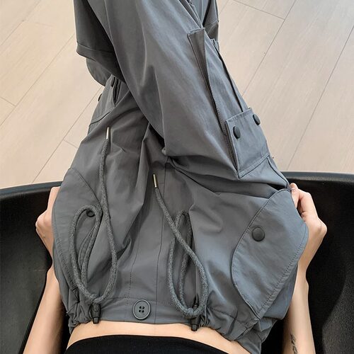 Women's Gray Overalls Thin 2026 Loose Straight Pants America