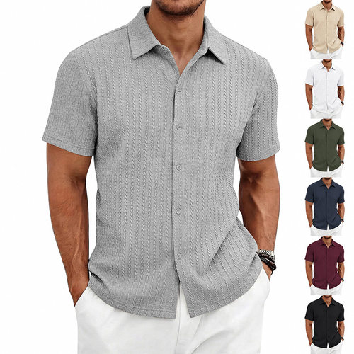 Men's Clothing Men's Texture Casual Simple Short-sleeved Kni
