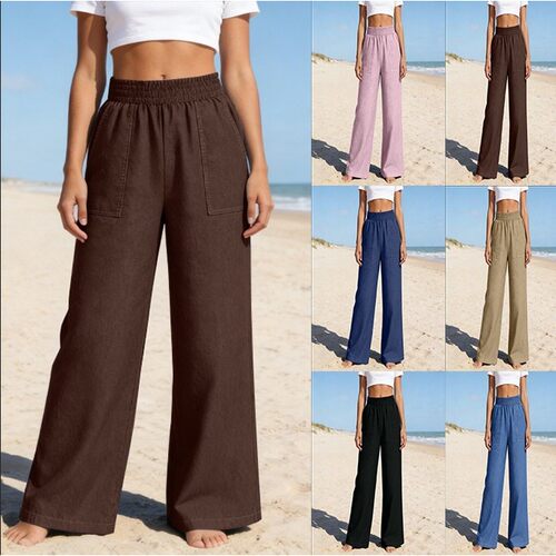 2026 Loose All-match Solid lor Denim Wide-leg Trousers Women