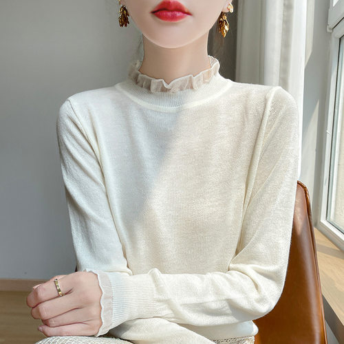Lace Fungus Half Turtleneck Women's Worsted Wool mforle And