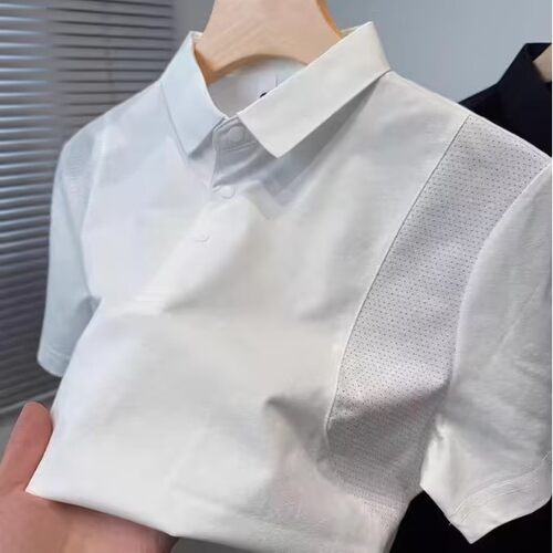 High-grade Men's Mesh Stitching Shirt Business mmuter All-ma
