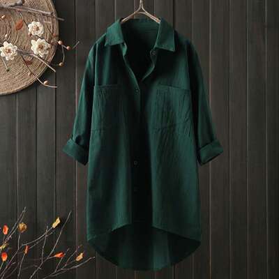 Women's Korean Style Elegant Solid lor tton Linen Loose