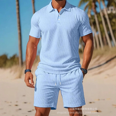 High Quality rendy Short Sleeve Shirt Shorts Set Casual Two