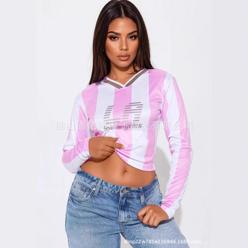 2025 Sports Style V-neck Long Sleeve Top For Women mforle Sl