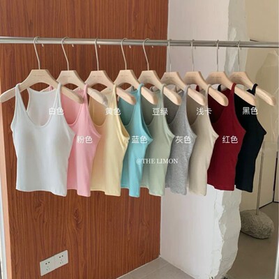 Camisole With Breast Pads For Women 2026 Korean Solid lor Ho