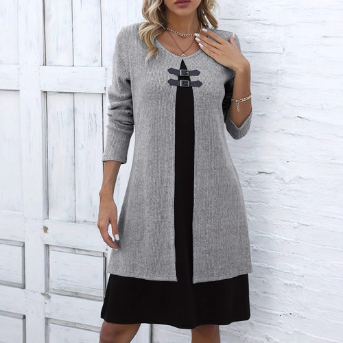 Spot Station lored Fake Two-piece Button Slim Fit
