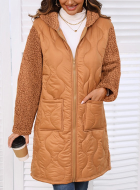 Flash 2026 Women's Loose Hooded Zipper Long Stitched Plush J