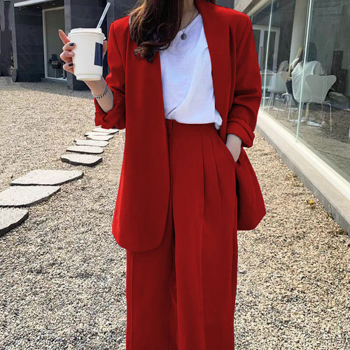 Wide-leg Pants Suit For Women 2025 Korean Style Fashion Temp