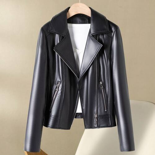 Women's Short 2026 Haining Leather Jacket Korean Style Casua
