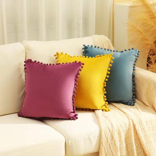 Solid lor Fur Ball  Case Velvet Cushion ver Sofa Bed  ver Ho