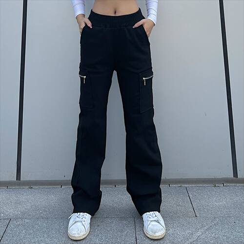 Women's Pants Ins rend Overalls Pocket Zipper Trousers Sreet