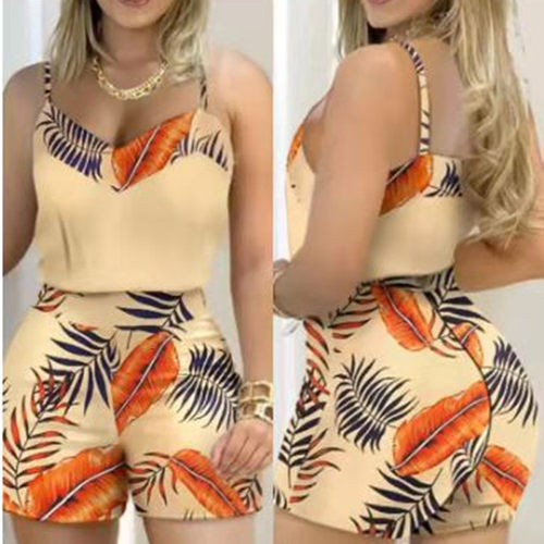 Women's 2025 Yellow Temperament mmuting Print Suspender Suit