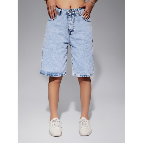 2026 Light Blue All-match Simple Women's Denim Shorts Statio