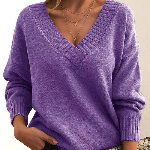 2026 Style Pullover Women's Loose V-neck Casual Versatile Sw