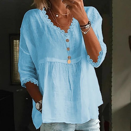 2026 Women's Casual Women's Seven-point Sleeve Lace V-neck P