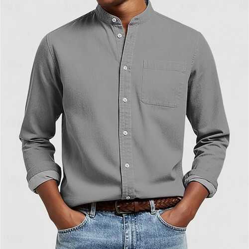 2026 Button Cardigan Men's Flat Lapel Front Pocket Polyester