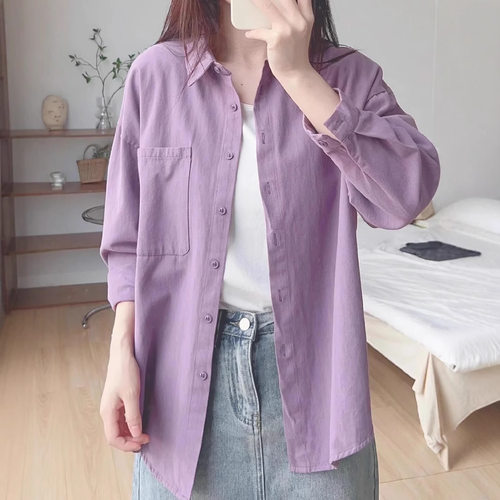 Pure tton Women's 2026 Loose Shirt Cardigan Jacket Layered S