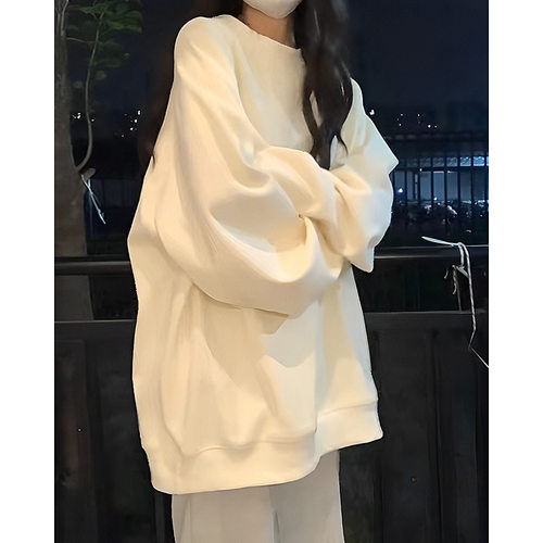 Ins Solid lor Hoodless Crewneck Women's Oversize Thin Jacket