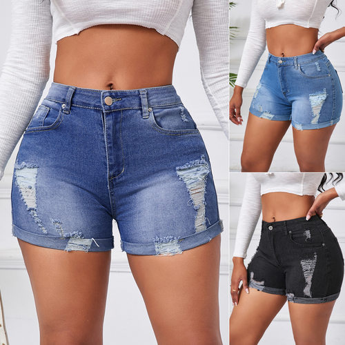 6681# Sexy High-waisted, Ripped, High-elastic Women’s Denim