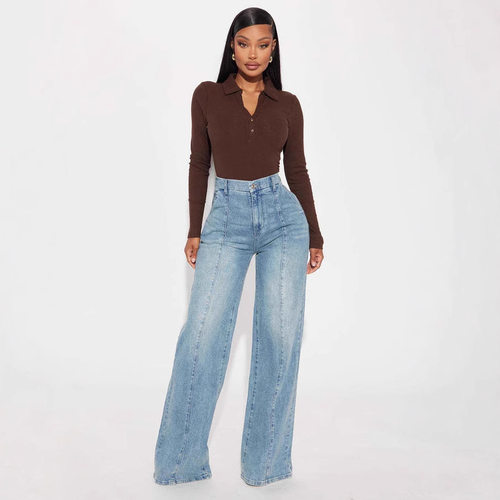 Loose Fashion Straight Pants Washed Sreet Denim Women's Pant