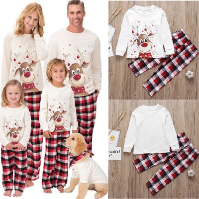 2023 Christmas Family Matching Pajamas Set Cute Deer Adult K