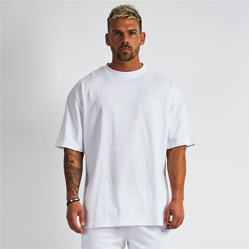 Plus Size Solid lor Blank Loose Bodybuilding Fitness T-shirt
