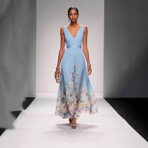 Spot E-commerce Fashion Sexy Vest Deep V Chiffon Printing