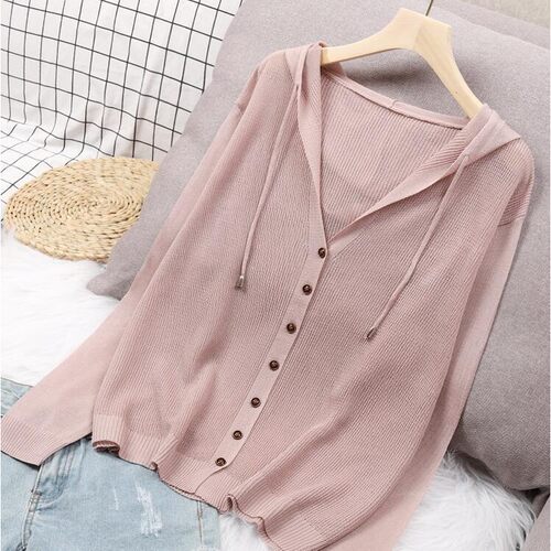 Korean Style Loose Shoulder Sleeve Knitted Cardigan Jacket H