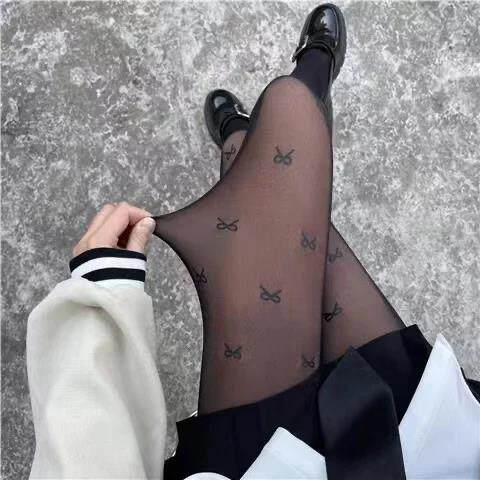 80g Printed Love Pantyhose Women's Thin Fake Translucent Leg