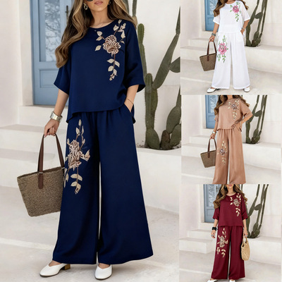 2026 tton And Linen Vintage Embroidery Suit Women's Suit Two
