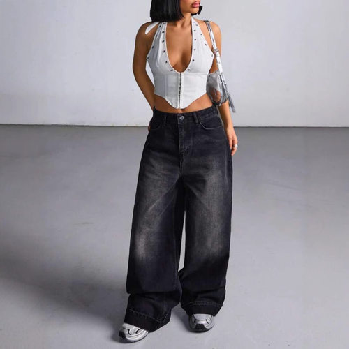 80045# Women's Straight All-match Loose Wide Legs